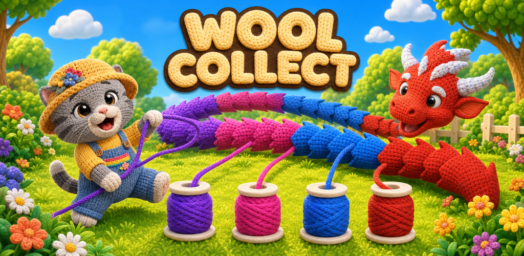 Colorful knitted animals and wool spools in Wool Collect